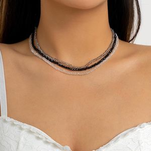 Choker Salircon Fashion Crystal Facetterade glaspärlor handgjorda för kvinnor Mini svart halsband Böhmen smycken parti gåva