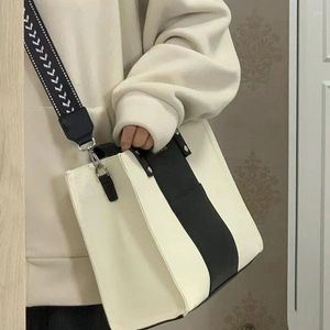 Schoudertassen xiuya Japanse canvas tas voor vrouwen mode 2023 lente grote capaciteit handtassen trendyol patchwork casual shopper dame