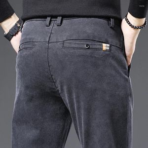 Calça masculina Cordamento de alta qualidade Homens de inverno e calça de espessura quentes masculinos cinza lison comprido pantalon 36 38