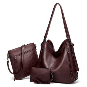 Mångsidig kvinnors väska modehandväska 3-delad design nollväska