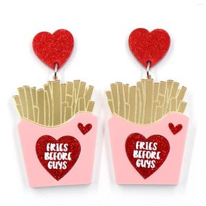 Dangle Earrings 1pair Top Fashion CN Drop Fries Before Guys Cute Valentine Gift Acrylic Jewelry For Women