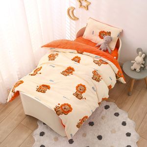 Bedding Sets 3Pcsset Cartoon Baby Bedding Set For borns Kid Bed Linen For Boy Pure Cotton Woven Crib Bedding Duvet Cover Pillocase Sheet 230309