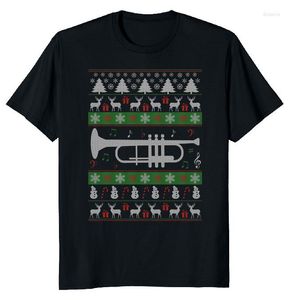 メンズTシャツugいトランペットクリスマスセーター面白いノベルティオネックコットンシャツメンカジュアルショートスリーブティートップカミゼタスムージャー