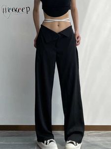 Calças femininas Capris Weekeep Basic Casual Pants Low Rise Baggy Sweatpants Women Harajuku Streetwear Cappris Coreano Fashion Troushers Office Ladies L230310