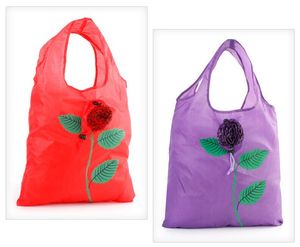 Rose Foldable Shopping Bag 3D Flower Folding Reusable ECO Friendly Shoulder Bag Folding Pouch Storage Bags