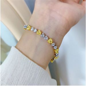 Queen Heart Topaz Moissanite Braclet Браслет 100% Реал 925 Серебряные свадебные браслеты для женщин для женщин Обещают ювелирные украшения