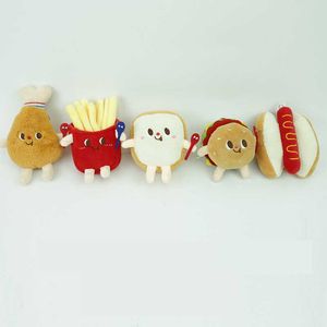 2023 Baby Kids Plush Doll Toys Super Soft Trend Fashion Hamburger Bag Bag Bead Cease Chain Chain Toys Dolls Toys