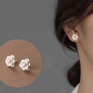 Earings Eloch S925 Silver Pearl 3 차원 동백 이어링 우아한 기질 여성 M01882