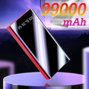 Banki energetyczne 20000 mAh Przenośne ładowanie Treasure Fase Zewnętrzny bateria ładowarka zasilająca 99000 mAH dla Xiaomi Mi iPhone 12 Pusher