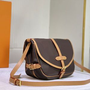 5A Crossbody Bolsas Designer Bolsas Mulheres Marrom Flor Bolsa De Ombro Mulheres Bolsas Flap Carteira Designers Bolsas Canvas Cowhide Trim Long Leather Strap 40