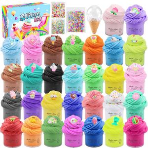 30pcs/set balçık kil oyuncakları seti plastik takılar sümük oyuncak 30ml*30 kabarık ışık yumuşak polimer kil sıkma macun diy oyundough çocuklar için 2489