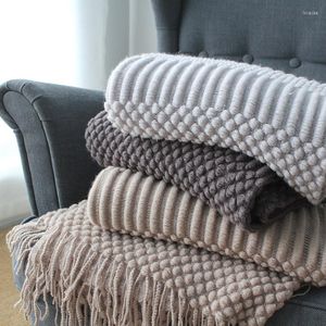 Blankets Nap Bedspread Blanket Plaid Knit Air Conditioner Cover For Beds Sofa Comfortable Warm Tassel Mantas