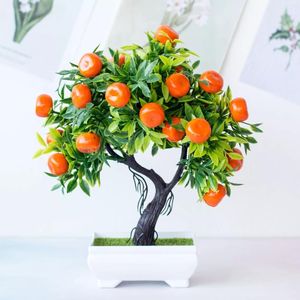 Decorative Flowers Bonsai Plants Fake Tree Orange Foam Fruit Potted For Home Decoration Accessories Year Decor