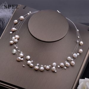 Beaded Necklaces Natural Freshwater Pearl Necklace For Women Baroque Pearl Layered Choker Fashion Gold Plated Jewelry Accessories Clasp 230310