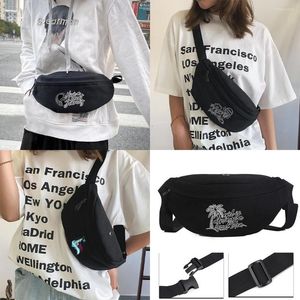 Marsupi 2023 Street Fashion Borsa a tracolla da donna Petto Messenger Cartone animato Dente Modello Tela Ciclismo