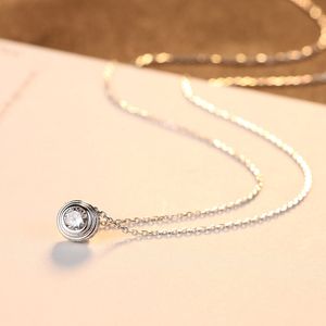 Ny europeisk trend Shiny Zircon S925 Silver Pendant Necklace Brand Classic Design Minimalist Style Necklace Sexig Women Clavicle Chain Jewelry