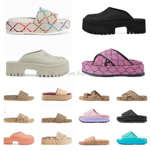 Sandália de deslizamento feminino original com sandálias de designer de intertravamento Plataforma Slide Mulheres Menções Menores Flip Flip Summer Shoes Luxury Wide Home Slipper 35-45