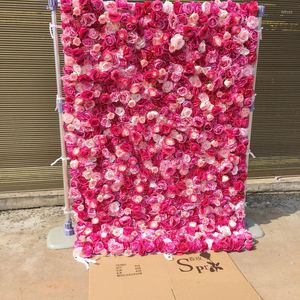 Decorative Flowers SPR 4ft By 8ft Pink Wall Roll Up Arch Table Runner Artificial Floral Decorations Arrangement Free Shpping