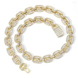 Kedjor Miami 16mm Big Box Clasp Cuban Link Chain 2 Färger Iced Out Baguette Zircon Necklace Mens Hip Hop Jewelry