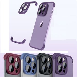 2023 Mew -fodral med 3D -kamera Glaslinsfilm Anti Shock TPU Frame Sock Proof Case For For iPhone 14 13 12 Pro Max 200pcs