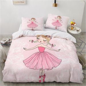 Bedding Sets Children's Bed Linen Set For Home Duvet Cover 150 200 220 Size 2 Sp Sheet 4pcs Kids Baby Cartoon Pink Girl