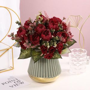 Fiori decorativi 30 cm Rose Beautiful Hydrangea Peony Rayon Bouquet Home Party Winter Wedding Decoration Fake