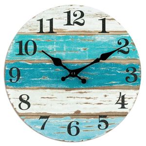 Wall Clocks Wall Clock-Beach Themed Blue Wall Clocks Battery Operated Silent Non-Ticking For Home Kitchen Living Room Office 10 Inch 230310