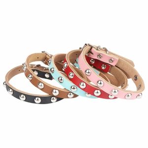 Cat Collars & Leads Traumdeutung Cats Round Rivet Genuine Leather Collar For Pets Dog Accessories Animals Supplies Katzenhalsband