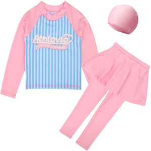 Pezzi per bambini costumi da bagno girls costumini da bagno abito da surf per pantaloni a maniche lunghe a prova di sole sport secco rapido set da bagno a tre pezzi da bagno