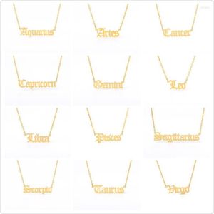 Anhänger Halsketten Sternzeichen Halskette Edelstahl Retro Buchstaben Alphabet Schmuck Für Frauen Mädchen Cosplay Ästhetische Accessoires