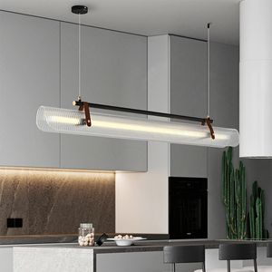 Nova sala de estar moderna minimalista Tabela de jantar Longo Chandelier Creative Nordic Study Office Lighting Home Lamps