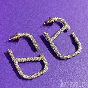 Metal Diamond Mens Brincos de ouro banhados para mulheres Shinning Round Diamond Chic ohrringe Luxury Jewelry Stud Earings Hyperbole Sparkling ZB031 E23