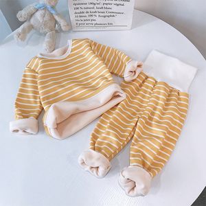 Pajamas Winter Baby Kids Pajamas Thermal Underwear Suit Layers Of Warmth Children Clothes Set High Waist Autumn Infant Girl Boy Homewear 230310