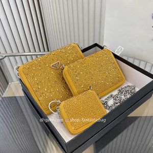 Shoulder crossbody bag chain bag full diamond triple clutch bag wallet cell phone bag card bag