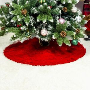 Weihnachtsdekorationen, roter Stoff, Spitze, Baumrock, plissiert, festliche Partydekoration