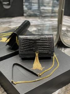 Designer-Damentasche, klassische Umhängetasche, Handtasche, Markentasche, Krokodil-Fransen-Kettentasche, Mini-Einkaufstasche, Septum-Geldbörse