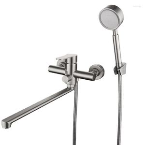 Bathroom Sink Faucets 304 Stainless Steel Wall Extension Nozzle Kitchen Pressurization Spray Gun Set Multi-function Vegetable Basin Faucet