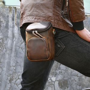 Waist Bags Quality Leather Men Design Casual Multifunction Small Messenger Crossbody Fashion Hook Belt Phone Pouch Male 1167 230310