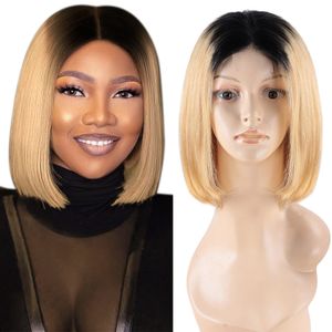 Lace Wigs Lace Front Human Hair Bob Wigs With Baby Hair Middle Part Brazilian Remy Straight Green 2*4 Lace Front Bob Wig 230310