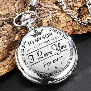 To My Son Pocket Watch Flip Case Fob Chain Clock For Children's Day Kids Boy's Birthday Gifts The Greatest DAD I LO231s