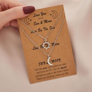 Pendant Necklaces Charm Sun And Moon Couple Necklace For Women Men Silver Color Stainless Steel Link Chain Friendship Jewelry