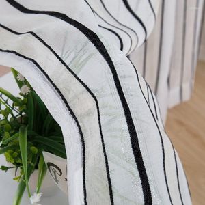 Curtain BILEEHOME Black Strip Tulle Modern Linen Window Curtains For Living Room Sheer Kitchen Luxury Drapes Custom