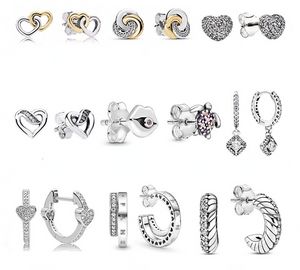 2023 Damen Sterling Silber Pandora Charm Liebe Doppelring Schlangenknochen Kette Ohrringe Ohrbügel Vielseitige Temperament Ohrringe