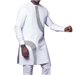 Abbigliamento etnico Abbigliamento africano per uomo Uomo africano Moda Estate Dashiki Camicie bianche tradizionali a maniche lunghe Abbigliamento africano 230310