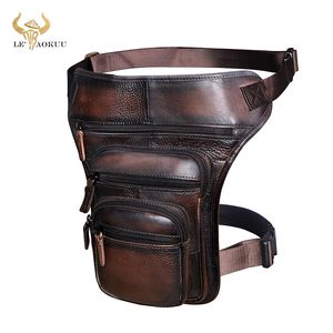 Marsupi Original Leather Design Uomo Blue Messenger Mochila Fashion Organizer Fanny Belt Pack Drop Leg Maschio 3111 230310