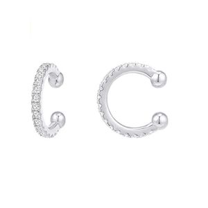 Öva smycken 925 Sterling Silver 14K Plated Cubic Zirconia Round Ear Clip Women's Guldörhängen