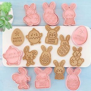 Backformen 8PCS Ostern Cookie Cutter Ei Keks Form 3D Cartoon Fondant Werkzeug Form Dekorationen 2023