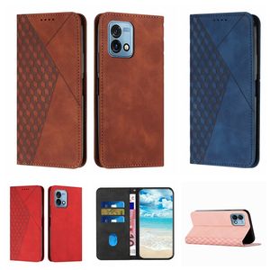 Skin Feel Cube Leather Wallet Cases For Motorola E13 E73 X40 Pro G53 G 5G Edge 2023 Moto G72 E22 G Stylus 5G 2023 Diamond Card Holder Flip Cover Suck Magnetic Closure Purse
