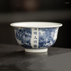 Cups Saucers Chinese Ancinent Painting Blue And White Ceramic Solid Wine Mugs Tea Ceremony Set Teacup Teaware A Cup Of