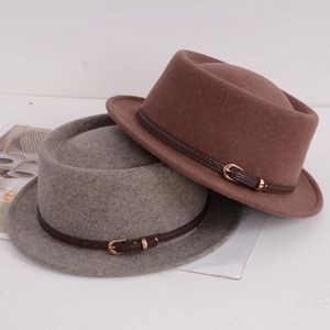 Geizige Krempenhüte, klassische Wolle, weicher Filz, Pork Pie-Hut, Fedora für Damen, Herbst und Winter, gebogen